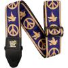 imageErnie Ball Jacquard GuitarBass StrapNavy Blue and Beige Peace Love Dove