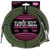 imageErnie Ball Braided Instrument Cable StraightAngle 10ft Neon Yellow P06080GreenBlack