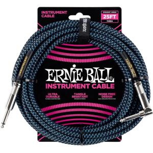 imageErnie Ball Braided Instrument Cable StraightAngle 10ft Neon Yellow P06080BlueBlack
