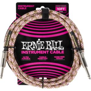 imageErnie Ball Braided Instrument Cable StraightAngle 10ft Neon Yellow P06080Emerald Argyle