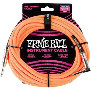 imageErnie Ball Braided Instrument Cable StraightAngle 10ft Neon Yellow P06080Neon Orange