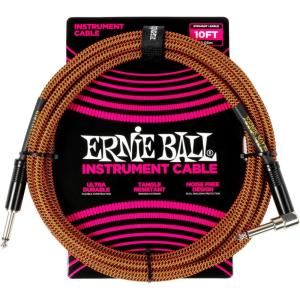 imageErnie Ball Braided Instrument Cable StraightAngle 10ft Neon Yellow P06080Pumpkin Pie