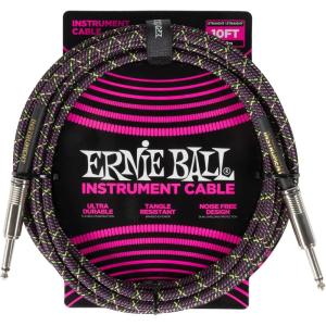 imageErnie Ball Braided Instrument Cable StraightAngle 10ft Neon Yellow P06080Purple Python