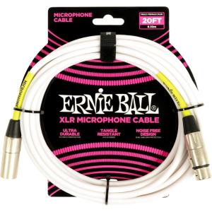 imageErnie Ball Braided XLR Mircrophone Cable 20ft Black P06392White