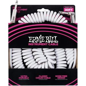 imageErnie Ball Coiled Instrument Cable StraightAngle 30ft White P06045White