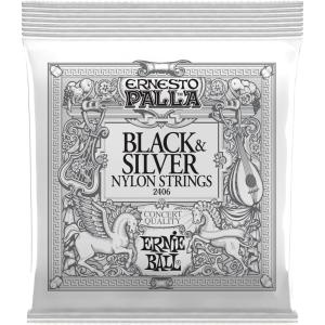 imageErnie Ball Ernesto Palla Clear ampamp Silver TieOn Classical Guitar Strings 2842 Gauge P02403Black  Silver