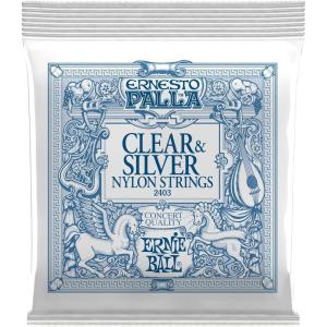 imageErnie Ball Ernesto Palla Clear ampamp Silver TieOn Classical Guitar Strings 2842 Gauge P02403Clear  Silver