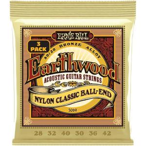 imageErnie Ball Folk Nylon Clear ampamp Gold BallEnd 8020 Bronze Acoustic Guitar Strings 3pack 2842 Gauge P03069Strings