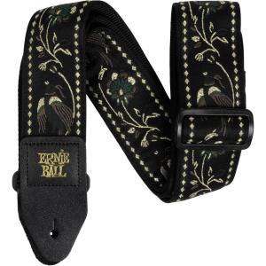 imageErnie Ball Jacquard GuitarBass StrapBlack Pleasant Pheasant