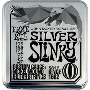 imageErnie Ball John Mayer Silver Slinky Nickel Wound Electric Guitar Strings 3Pack Tin  10547 Gauge3Pack Tin