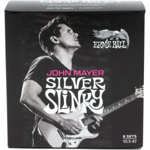imageErnie Ball John Mayer Silver Slinky Nickel Wound Electric Guitar Strings 3Pack Tin  10547 Gauge6Pack