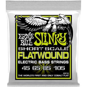 imageErnie Ball Power Slinky Flatwound Short Scale Electric Bass Strings 50110 Gauge P02817Regular 45105