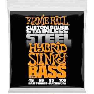 imageErnie Ball Regular Slinky Stainless Steel Bass Guitar Strings 50105 Gauge P02842Hybrid 45105