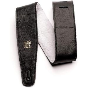 imageErnie Ball Italian Leather with Fur Padding Guitar Strap Chestnut P04138Black